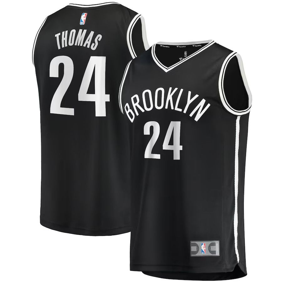 Men Brooklyn Nets 24 Cam Thomas Fanatics Branded Black Fast Break Replica NBA Jersey